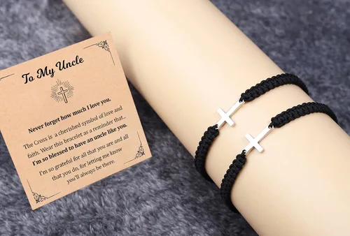 Miniatura 5 de Korotho Pulsera de cruz para hombre, regalo para papá, papá, tío, hijo, sobrino, nieto, día del padre, cumpleaños, Navidad, primera comunión