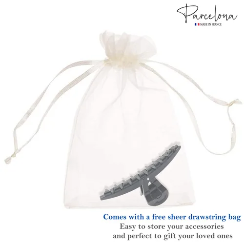 Miniatura 8 de Parcelona Pinza de pinza de pelo con pinza para el cabello cubierta negra francesa para mujer