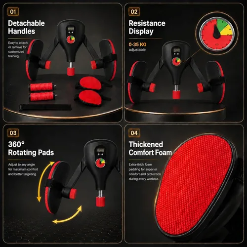 Miniatura 5 de Kegel - Dispositivos de ejercicio para suelo pélvico de 0 a 77 libras, entrenador de muslos con mango reemplazable, ajuste pélvico y muslo, Negro