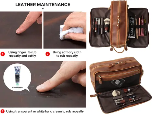 Miniatura 5 de Neceser de cuero personalizado para hombre, kit de afeitado de viaje, bolsa de cosméticos grande, organizador de baño, Negro