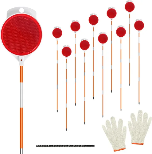 5 piezas de marcadores reflectantes para entrada, 48 pulgadas de reflectante para entrada en postes, estacas de nieve de fibra de vidrio anaranjadas