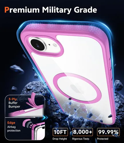 Miniatura 364 de FNTCASE Funda para iPhone 13 Pro-Max: Fundas magnéticas transparentes compatibles con Magsafe Slim anti amarillamiento protección contra caídas