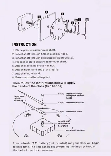 Miniatura 7 de Mecanismo de movimiento de reloj de pared de cuarzo sin tictac para manualidades, piezas de reparación con 3 pares diferentes de manecillas