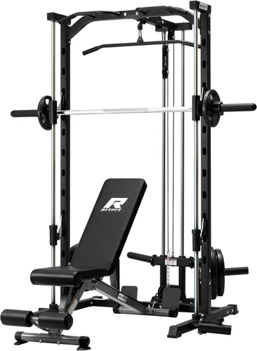 Miniatura 13 de RitFit Smith - Estante de potencia para máquina con sistema LAT-Pull Down, minas terrestres, barra de barra, clavijas de almacenamiento de placas
