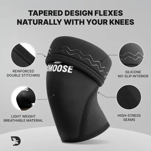 Miniatura 2 de DMoose Fitness Rodilleras para levantamiento de pesas (par) rodilleras de 78 pulgadas para apoyo articular, sentadillas y levantamiento de potencia