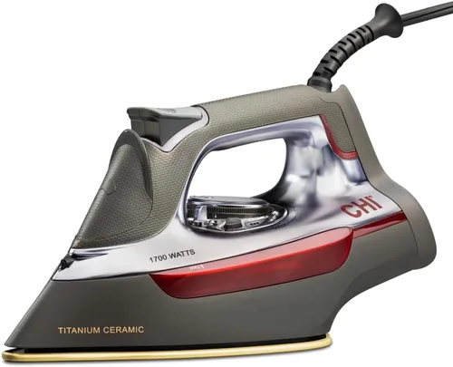 Plancha de vapor CHI Steam para ropa con más de 300 agujeros para una potente función de vapor, dial de guía de temperatura, 1700 vatios, cable XL