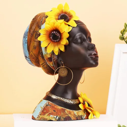 Esculturas de arte africano, estatuas modernas de mujeres africanas, decoración de habitación, figuras africanas de resina, estatua de busto