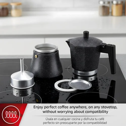 Miniatura 3 de Magefesa Onix - Olla de café expreso de 9 tazas, cafetera italiana de acero inoxidable y aluminio, compatible con todas las estufas
