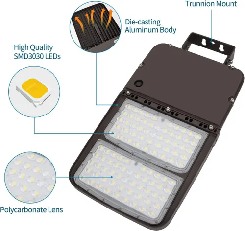 Miniatura 8 de Luz LED de estacionamiento de 300 W con fotocélula del anochecer al amanecer, luces de área regulables al aire libre con montaje en muñón, 45000LM