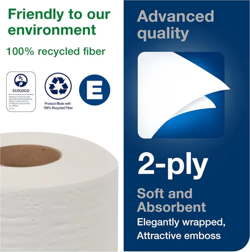 Miniatura 6 de Tork Advanced Toilet Paper Roll, White, Compatible with T24 Dispensers, 2-ply, Soft Tissue, 80 rolls x 500 sheets (2461200)