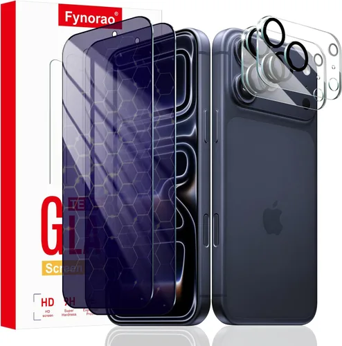 Miniatura 12 de Paquete de 2+2 protectores de pantalla de vidrio mate de privacidad y protector de lente de cámara para iPhone 15, película de vidrio templado mate