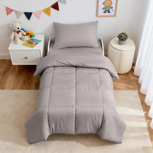 ZPECC Juego de ropa de cama para niños pequeños - Juego de ropa de cama hipoalergénico para cuna de bebé de 4 piezas para niños y niñas, incluye