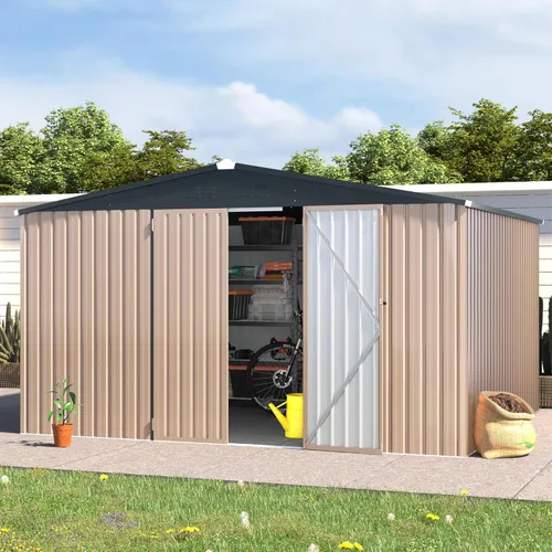 Miniatura 36 de AECOJOY Cobertizo de almacenamiento al aire libre de 5 x 3 pies, pequeño cobertizo de metal con puerta con cerradura, almacenamiento de utilidad
