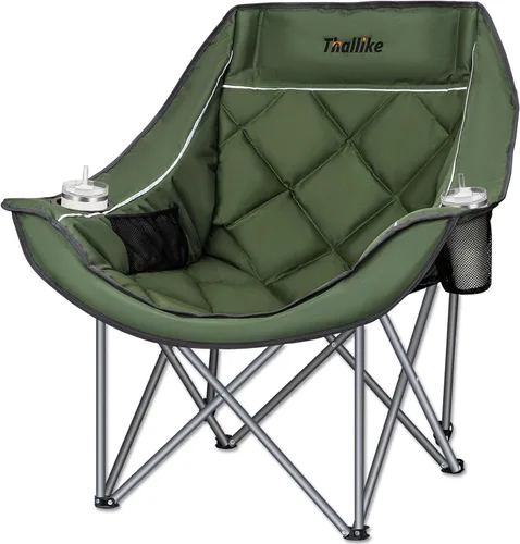 Silla de campamento de gran tamaño para adultos – Silla plegable resistente con portavasos, bolsillo de almacenamiento y bolsa de transporte – Silla