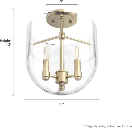 Miniatura 7 de Hunter - Sacha Alturas Gold de 3 luces, luz empotrada de tamaño mediano, regulable, estilo moderno, en forma de urna, para dormitorios, cocinas