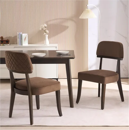 Miniatura 25 de adochr Sillas de comedor de terciopelo con brazos, sillas de comedor tapizadas con patas de madera dura y respaldo curvado abierto, sillas de cocina
