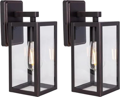 LIT-PaTH Farol de Pared para Exteriores, Aplique de Pared como Accesorio de Iluminación de Porche, Base Mediana E26 Máximo 60W, Metal Antioxidante