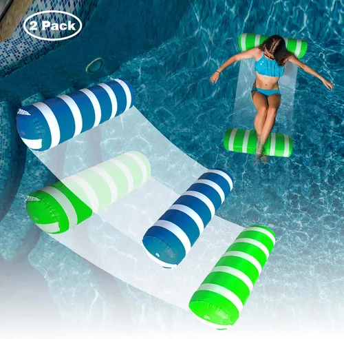 Miniatura 12 de Flotadores inflables para piscina, hamaca de agua de tamaño adulto, balsas de piscina, sillas flotantes, flotadores de piscina multiusos 4 en 1