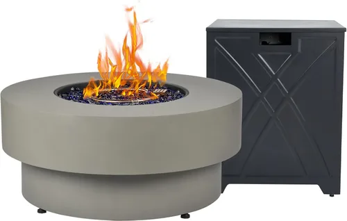 Fogata de propano para exteriores de 32 pulgadas con cubierta de tanque de 20 libras, fogatas de propano de 50,000 BTU para patio exterior con tapa