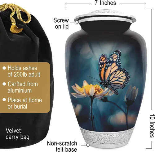 Miniatura 2 de Urna de mariposa para cenizas humanas Gran memorial funerario hecho a mano Urna decorativa de cremación para mujeres y hombres