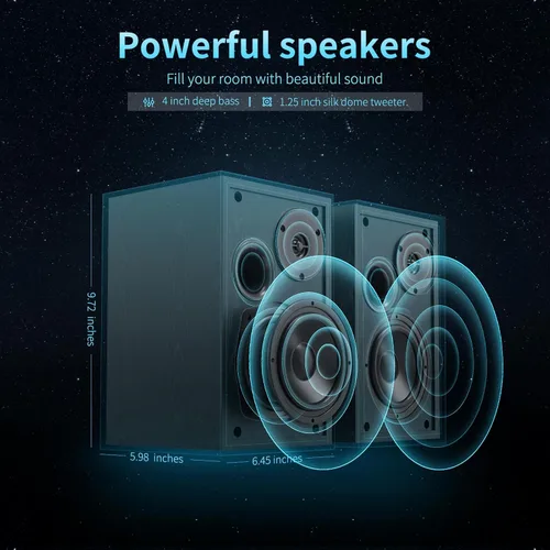 Miniatura 2 de BESTISAN Altavoces de estantería alimentados de 4 pulgadas con graves profundos, altavoces de monitor de estudio Bluetooth 5.0, altavoces de audio