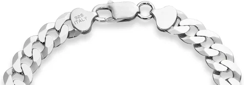 Miniatura 3 de Miabella 925 Sterling Silver Italian Solid 9mm Diamond-Cut Cuban Link Curb Chain Bracelet for Men, Made in Italy