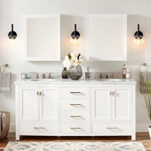 Miniatura 2 de Juego de dos apliques de pared negros, lámpara de pared moderna con pantalla de vidrio transparente, accesorios de iluminación de tocador de baño