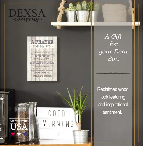 Miniatura 2 de DEXSA Placa de madera con texto en inglés "Son Praying", fabricada en los Estados Unidos, 6 x 9 pulgadas, marco vertical para decoración de pared