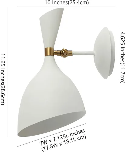 Miniatura 3 de JONATHAN Y Aplique de pared LED moderno de 10 pulgadas, blanco/latón dorado, lámpara de hierro retro para dormitorio, baño, pasillo, accesorio
