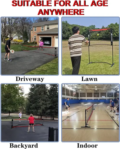 Miniatura 6 de Hoverphenix 10FT Mini Pickleball Net, 4FT Adjustable Height Dink Training Rebounder Net with Paddles Set of 2, Pickleballs and Carry Bag for Outdoor