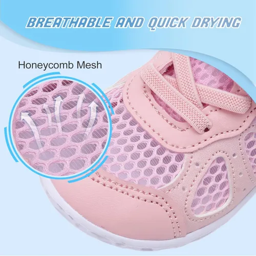 Miniatura 2 de L-RUN Zapatos deportivos para niños y niñas, zapatos de verano para caminar descalzos, zapatos de tenis ligeros de malla