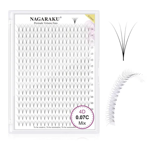 Miniatura 86 de NAGARAKU Wet Camellia - Extensión de pestañas, pestañas individuales, 3 abanicos de longitud múltiple, color negro mate natural, prepegadas