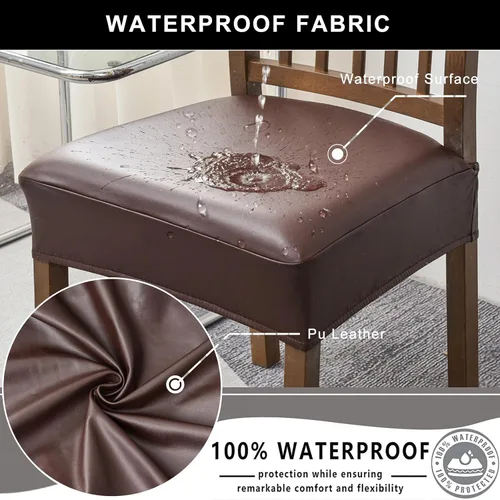 Miniatura 3 de NILUOH Fundas impermeables para asientos de sillas de comedor, juego de 2, fundas de asiento de cuero PU para sillas de comedor, fundas de asiento