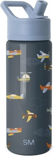 Miniatura 24 de Simple Modern Botella de agua para niños con tapa con pajilla, vaso aislado de acero inoxidable de 14 onzas para niños y a prueba de derrames