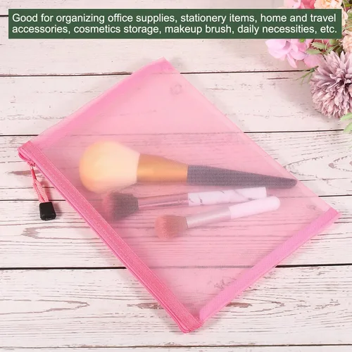Miniatura 3 de YOKIVE Paquete de 6 bolsas de malla para cosméticos, estuches de nailon A4 Organizadores de viaje con cremallera, bolsa de maquillaje, ideal