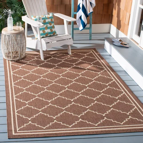 Miniatura 31 de SAFAVIEH Alfombra lavable para exteriores, colección Courtyard de 2.3 x 6.7 pies, color negro y crema, no desprende pelusa y de fácil limpieza