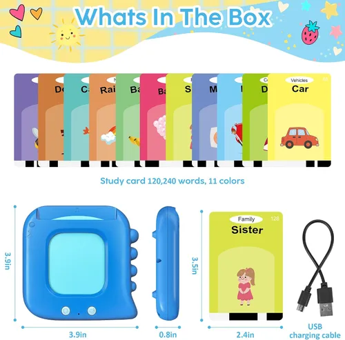 Miniatura 5 de Tarjetas Flash Parlantes, Tarjetas Flash para Niños Pequeños con 240 Palabras de Vista, Juguetes Montessori, Juguetes Sensoriales para Autismo