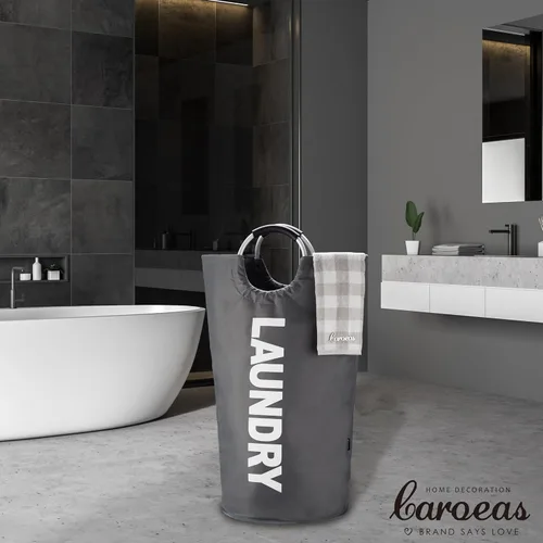 Miniatura 3 de Caroeas Cesta de lavandería de 90 L (13 colores), cesta de lavandería impermeable, bolsa de lavandería con asas acolchadas, cesta de ropa plegable