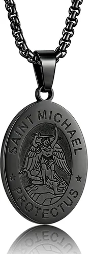 Miniatura 37 de Collar de patrón de santo, San Miguel/Virgen María/Rafael/Judá/Cristóbal/Benedicto/José/Patricio/Francisco/Florián/Tomás/Antonio, acero inoxidable