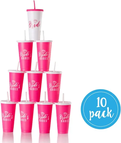 Miniatura 8 de Pop Fizz Designs Vasos para despedida de soltera – Paquete de 10 Vasos para novia y dama de honor Suministros para fiesta de novia y regalos