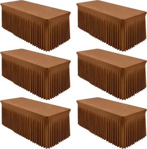 Miniatura 43 de Paquete de 2 manteles color azul bebé para mesa rectangular de 4 pies, manteles de elastano elásticos de 4 pies, falda blanca rectangular para baby