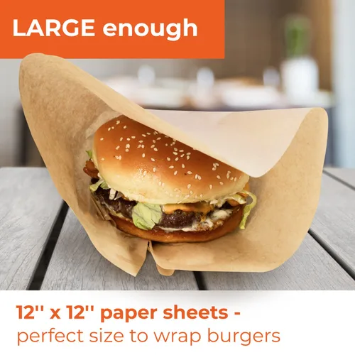 Miniatura 6 de IDL Packaging Hojas de papel a prueba de grasa de 12 x 12 pulgadas sin PFAS, paquete de 1000, papel kraft natural, forros para bandejas de alimentos