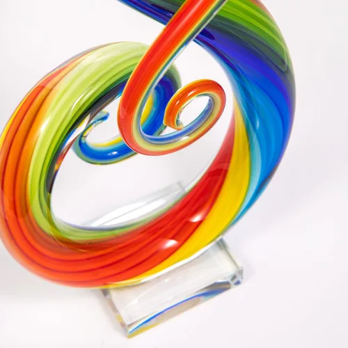 Miniatura 4 de Luxury Lane Escultura de cristal de Sommerso soplada a mano para decoración del hogar, arco iris, centro de mesa de 11 pulgadas de alto