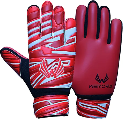 Miniatura 8 de Guantes de portero de fútbol para niños y jóvenes junior de 4mm antideslizantes con agarre fuerte en la palma Rojo