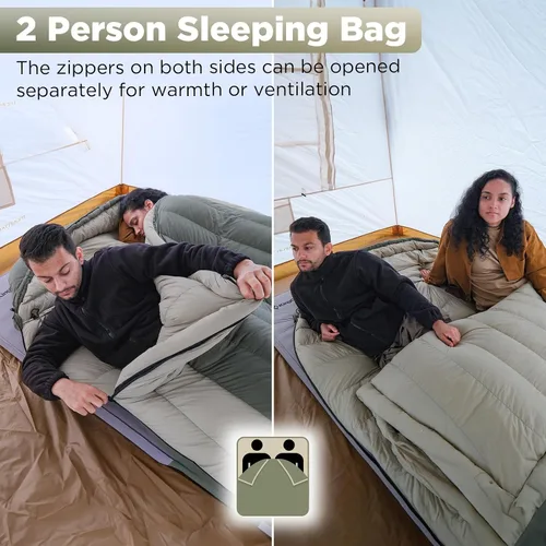 Miniatura 6 de ATEPA Down Sleeping Bag, 700FP Cold Weather Wide XL 3 Season Double/Single Sleeping Bags for Adults with Compression Sack for Camping Backpacking