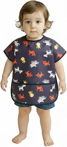 Miniatura 20 de Plie Short Sleeve Waterproof Bib for Toddlers – Easy Clean Feeding Apron for Mealtime, Daycare, Self-Feeding, Lightweight