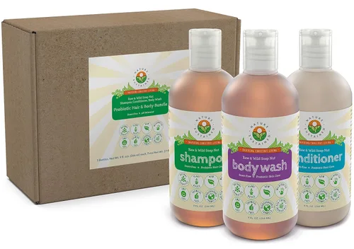Miniatura 7 de Paquete de regalo probiótico de jabón corporal, champú y acondicionador [sin perfume] (paquete de 3, pH equilibrado) para cabello seco y piel