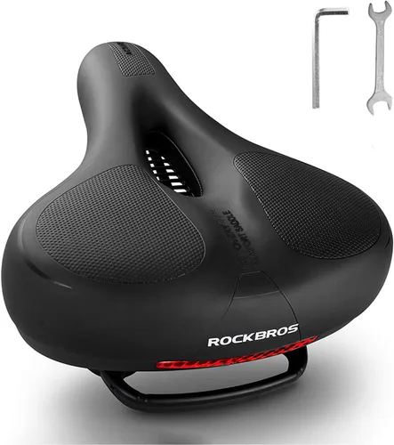 ROCKBROS Asiento de bicicleta cómodo para bicicleta de montaña, accesorios para hombres y mujeres, cojín de asiento de bicicleta ancho suave con