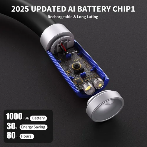 Miniatura 3 de LUXJET Luz de lectura de cuello y luz de libro para leer en la cama, manos libres, 6 niveles de brillo, brazos flexibles de 360°, recargable de 80