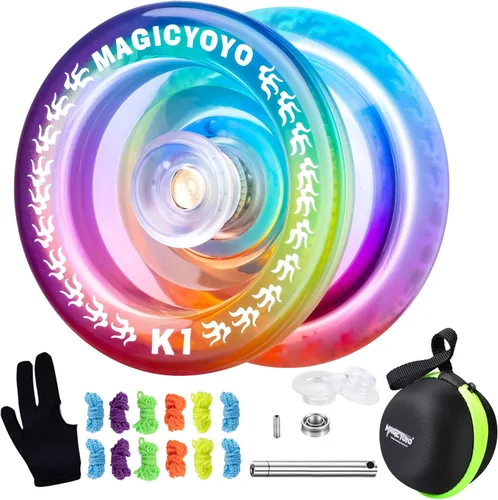 MAGICYOYO Responsive YoYo K1-Plus para niños principiantes con bolsa de almacenamiento Yoyo + 12 cuerdas de Yoyo y guante de regalo (azul, rosa y